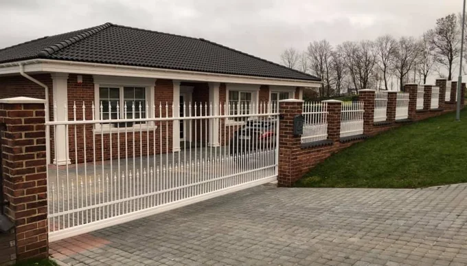 Balta tvora ir vartai palei kiemą